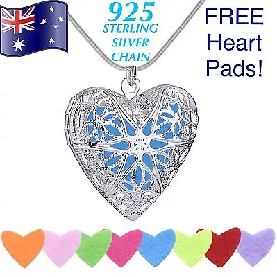 Heart Aromatherapy Essential Oil Diffuser Locket 22  925 Sterling Chain Necklace • $11.95