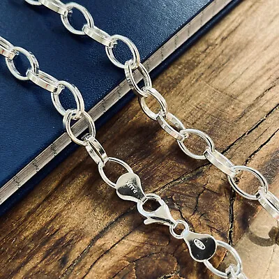Real Solid 925 Sterling Silver Romy Rolo Oval Link Chain Necklace Made In Italy • $119.99