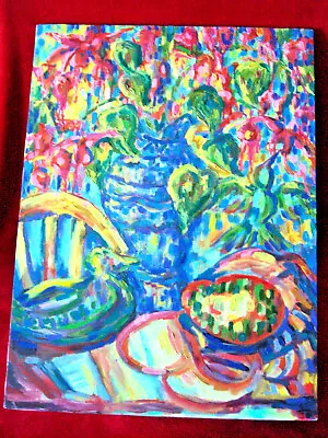 Impressionistic Still Life Acrylic Painting On Stretched Canvas Unsigned 18x24 • $100