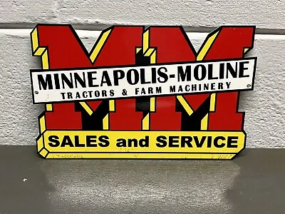 MM Minneapolis Moline Thick Metal Diecut Sign Farm Tractor Diesel Gas Oil Truck • $45