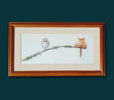 £79 • Buy RARE The Owl & The Pussy Cat By Warwick Higgs Print Glass Framed Signed 76.5x43 