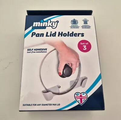 Minky - 3 Pan Lid Holders Set Sink Organiser Self Adhesive 17mm Grey • £5.99