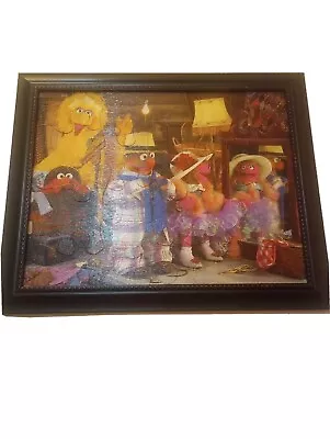 Vintage MB Sesame Street Puzzle 12 1/2  X 15  #4670-2 1992 US Framed Decor Rare • $5.59