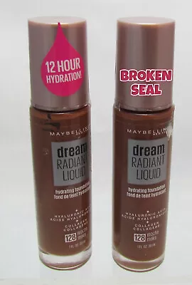 LOT 2 Maybelline DREAM RADIANT LIQUID 128 MOCHA Hydrating Foundation 1 Brkn Seal • $2