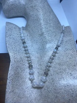 Vintage Genuine Rainbow Moonstone Necklace 925 Sterling Silver Moroccan • $108