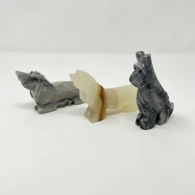 Vintage Stone Figurine Sculpture Lot Of 3 Dogs (Dachshund Terrier) Marbled • $29.97