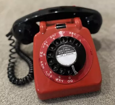 Vintage  Red & Black GPO 706 Rotary Dial Telephone - Classic British Retro Phone • £39.99