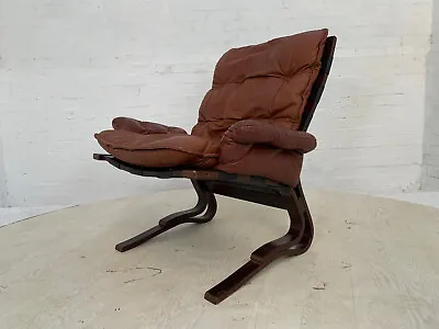 EB3607 Danish Rykken Skyline  Beech & Cognac Leather Cantilever Chair Retro MBEN • £275