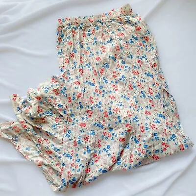 Hollister White Pink Blue Ditsy Floral Maxi Skirt High Slit Spring Summer • $19.99