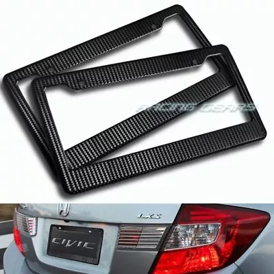 2 X Black Carbon Style License Plate Holder Cover Frame Front Or Rear Universal • $9.95