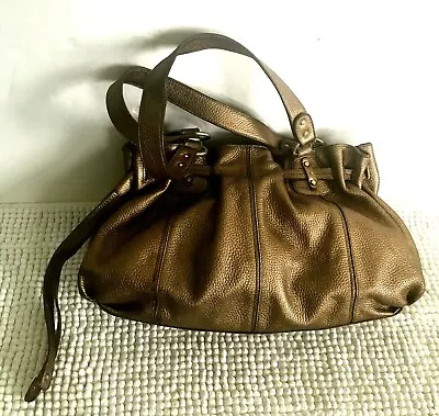 $17.90 • Buy Sigrid Olsen Brown/Bronze Leather Shoulder Bag Handbag Busket Bag