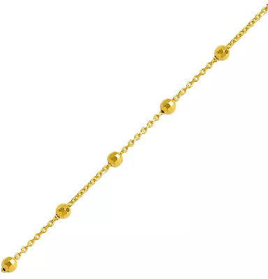 14k Real Solid Gold Bead Station Necklace Ball Beaded Rolo Chain 7  16  18  20  • $255.02