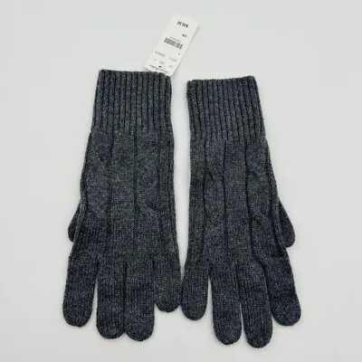 Brooks Brothers 100% Merino Wool Cableknit Pattern Gray Gloves S/M • $69.95