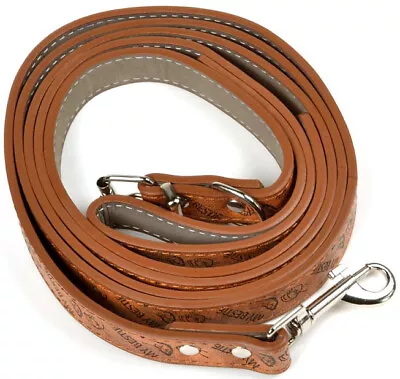 Pet Dog Leather Leash Chrome Belt Buckle Skin Friendly Leather Collar Walk Leash • $8.99