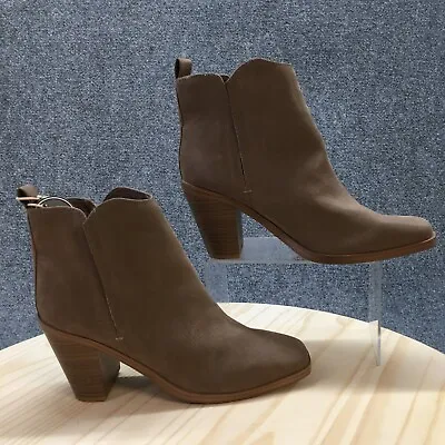 MIA Boots Womens 9 Ankle Booties Brown Suede Casual Heeled Pull On Square Toe • $37.99