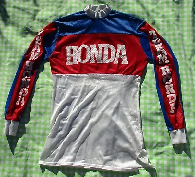Vintage 70's Baja Team Honda Motocross Moto Racing Long Sleeve Nylon Jersey S/M • $87.32