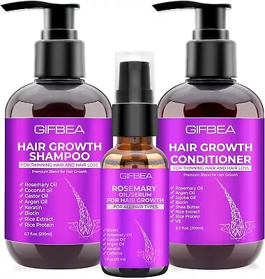 Hair Growth Shampoo Conditioner Set W/Rosemary Biotin Argan Castor Oil Women Men • £17.24