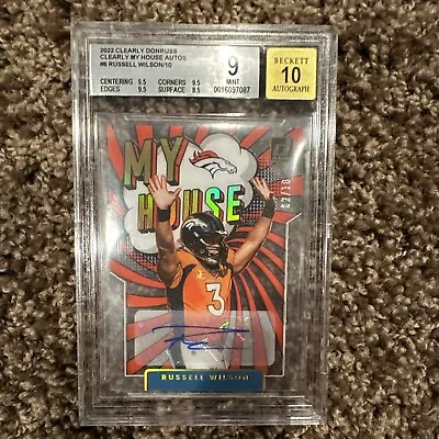 $199.99 • Buy 2022 Donruss Clearly Russell Wilson My House /10 Gold Auto Rare Beckett 9 Mint