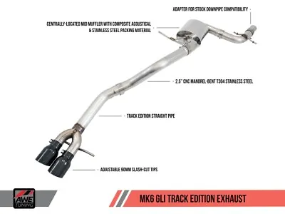 $895 • Buy AWE Track Edition Exhaust Diamond Black Tips For VW Mk6 GLI 2.0T /Mk6 Jetta 1.8T