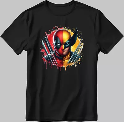 Wolverine-Deadpool Marvel Avengers Short Sleeve White-Black Men's / Women's N620 • £11