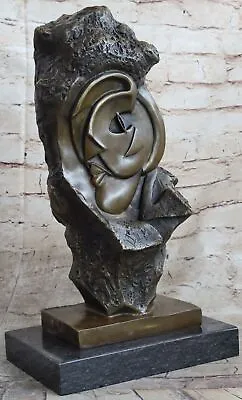 Abstract Bronze Face Sculpture Marble Base Modern Cubism Home Decor Statue Sale • $229.50