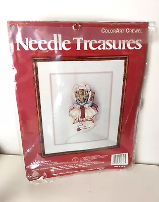 Vintage APPLEY DAPPLY Mouse Crewel Needlepoint Kit Beatrix Potter  9x12 SEALED • $16.95