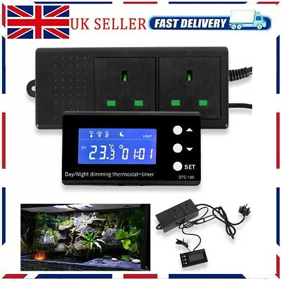 New Digital Reptile-Thermostat Day & Night Dimming+Timer Aquarium Heater UK Plug • £24.99