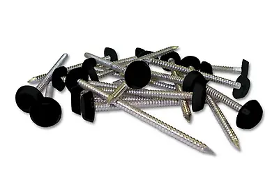 £5.99 • Buy Poly Pins 25mm Black Plastic Headed Nails 50 Quantity Fascia Nails