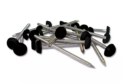 £5.99 • Buy Poly Pins 25mm Black Plastic Headed Nails 50 Quantity Fascia Nails