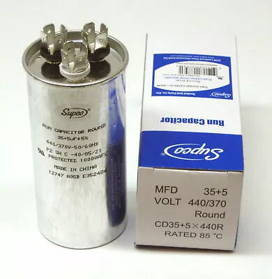 Air Conditioning HVAC Round Dual Motor Run Capacitor 35 + 5 MFD 440 Volt • $11.31