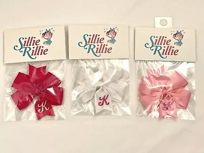 3 Personalized Hairbow Lot 3  Toddler Girls Gray Monogrammed Bows Initial K  • $11.99