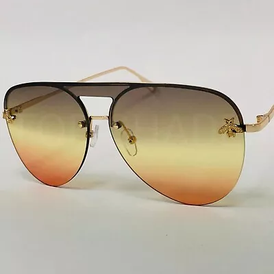 Sunglasses Men's Women's Designer Fashion  Gold Frame Vintage Rimless Classic • $11.98