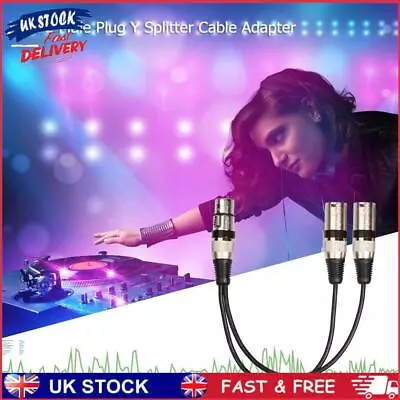 3Pin XLR Female To Dual 2 Male Y Splitter 30cm Adapter Cable Wire (Black) • £6.89