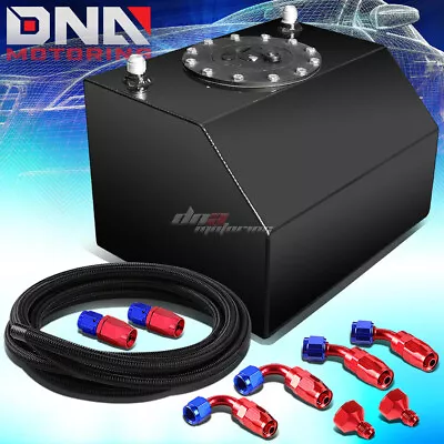 4 Gallon Polished Coated Race Fuel Cell Tank+filler Cap+steel Line+adapters Kit • $130.99