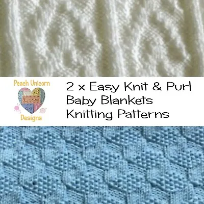 £3.59 • Buy Knitting Patterns For Baby Blankets X 2 - Building Blocks & Chevrons, Easy