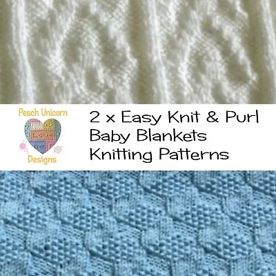 Knitting Patterns For Baby Blankets X 2 - Building Blocks & Chevrons Easy • £3.99