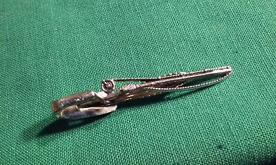 Vintage FISHING POLE Theme Tie Clip Bar Silver-Tone Metal • $6.99