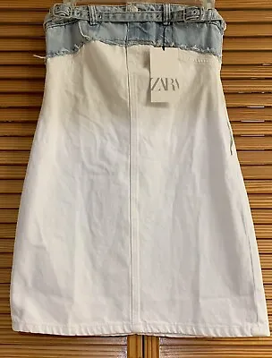 $38 • Buy Zara Nwt Strspless Denim Mini Dress.size M/l