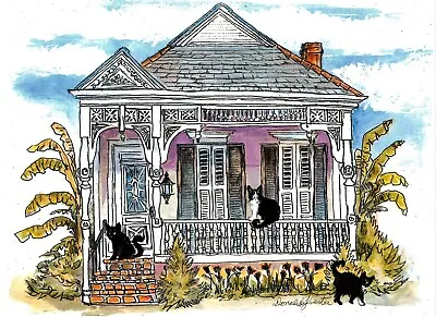 Cats At Home In Their New Orleans Home Cat Art Cat Wall Decor New Orleans Art • $35