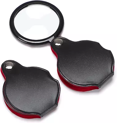 Mini Magnifying Glass 10X 2pcs Small Pocket Folding Magnifier With Holster • $8.49