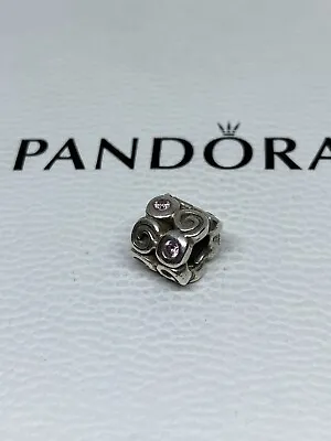PANDORA Moments Silver Fantasy Swirl Spiral Cubic Zirconia Charm Pink • £11.99