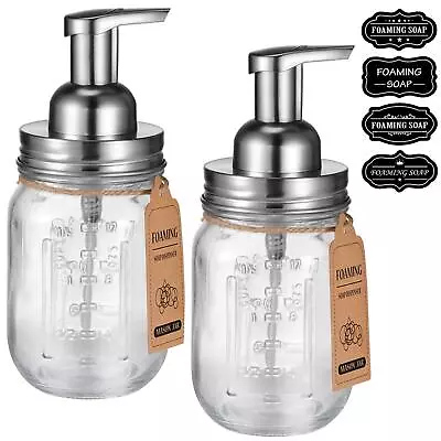 Mason Jar Foaming Soap Dispenser - Rustproof Stainless Steel Lid / BPA Free Foam • $24.99