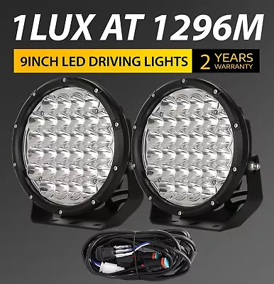 Pair Spotlights 9  LED Driving Lights Black Round Offroad Truck 4X4 SUV 12V 24V • $108.88