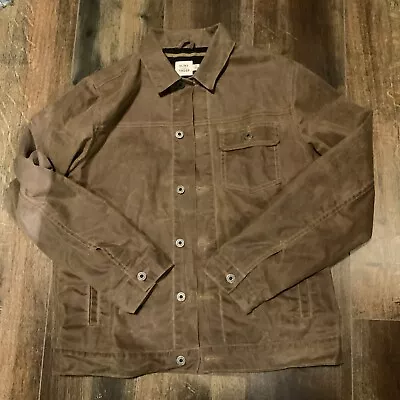 🔥Huckberry FLINT AND TINDER Flannel-Lined Waxed Trucker Jacket Havana Med🔥 • $199.95