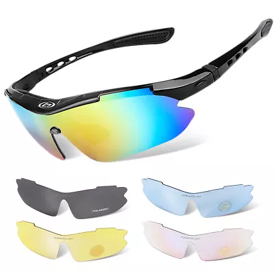 Sports Cycling Sunglasses Bicycle Glasses W/ 5 Interchangeable Lenses-Ergonomic • $28.49