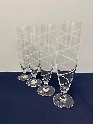 Cheers By Mikasa Pilsner Glasses Set Of 4 Spiral Pattern Tall Pilsner Glasses • $46