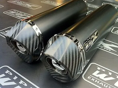 Yamaha XJR 1200 Pair Of Black Oval Carbon Outlet Exhausts Cans Silencers • $1023.54