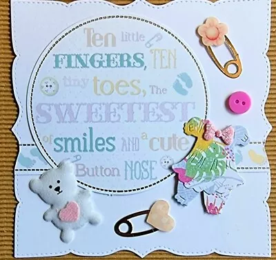 Handmade Card Topper Baby Girl By Jay • £1.49