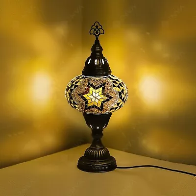 Turkish Moroccan Style Mosaic Table Bedside Tiffany Desk Lamp Light Large Globe • $49.58