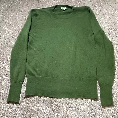 J. Crew Small Green 100% Cashmere Crew Neck Sweater Women’s Long Sleeve • $34.87